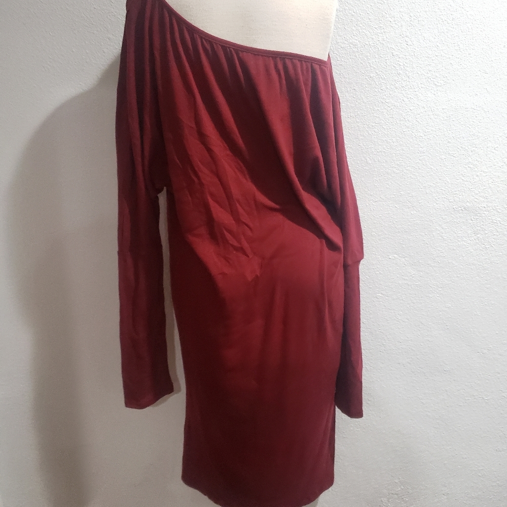 NWOT Asymmetrical One Shoulder Sweater Dress - Picture 2 of 3